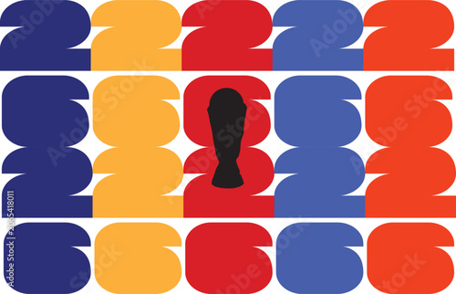 Abstract colorful background with 2026 text and trophy silhouette, creative graphic design for sports event celebratio