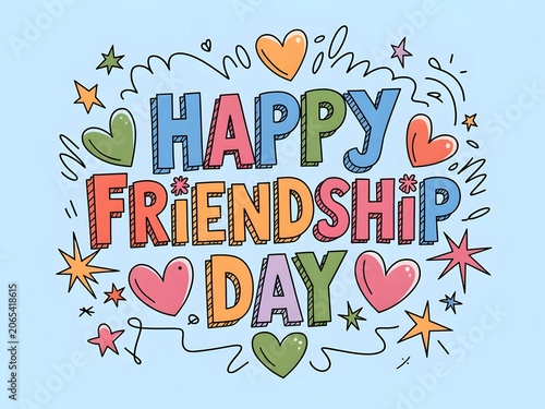 Happy Friendship Day doodle-style poster