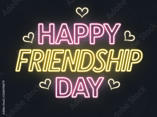 Happy Friendship Day neon typography wallpaper