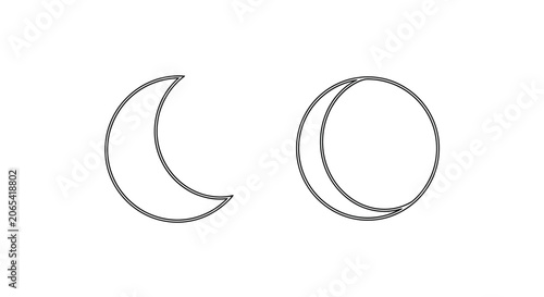 Bild auf Leinwand Crescent Moon and Full Moon Phases Icon Set