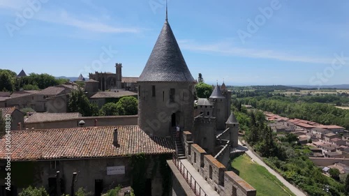 Medieval Towers of Carcassonne Castle on a Sunny Day