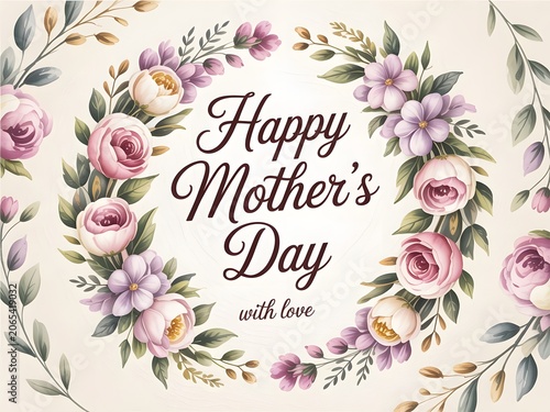 Happy Mother's Day Typography with Decorative Frame