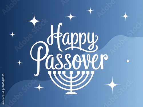 Happy Passover Blue Typography Wallpaper