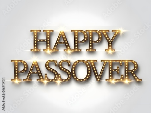 Happy Passover Golden Typography Banner