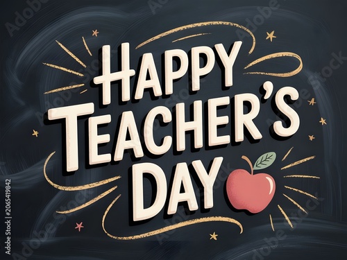 Happy Teacher's Day Blackboard Typography Background