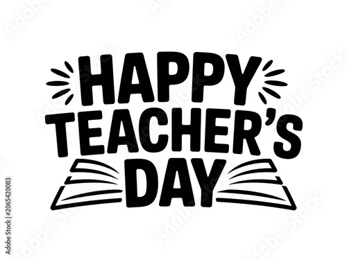 Happy Teacher's Day Typography with Book Icon