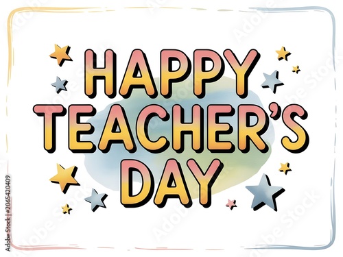 Happy Teacher's Day Typography with Star Icon
