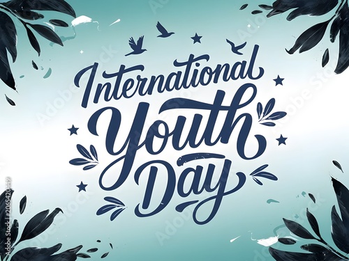 Inspirational hand-lettered International Youth Day quote with artistic brush typography