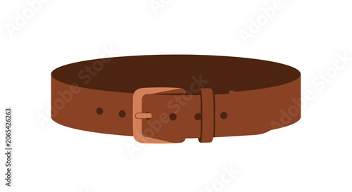 Photos Brown Leather Belt with Buckle - Fashion Accessory for Men and Women
