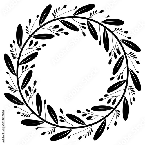 Decorative floral wreath vector frame with leaves and berries for wedding invitation cards
