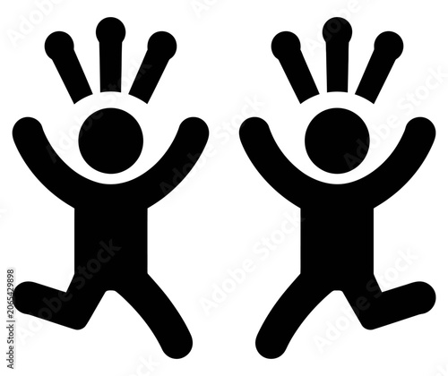 Happy people jumping for joy vector icon set in a flat minimalist style design