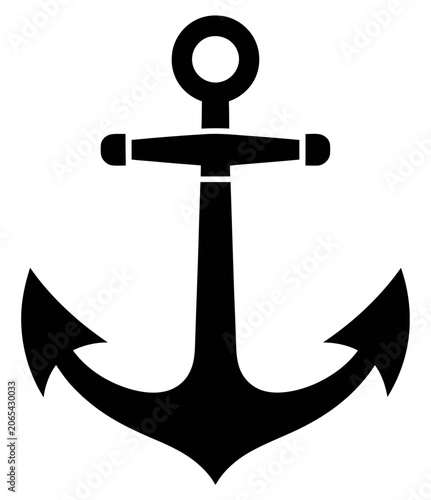 Simple black anchor vector icon background for marine and nautical theme
