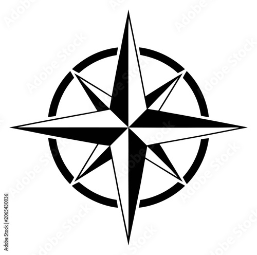 Classic nautical compass rose vector symbol for navigation travel and orientation design