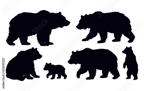 Fotografía Bear Wildlife Animal Silhouette Set