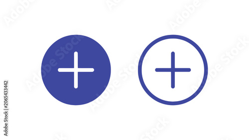 Add Symbol Icons with Plus Sign in Solid and Outline Blue Circles