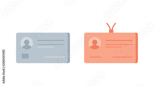 Flat vector illustration of two corporate identification cards in grey and orange colors