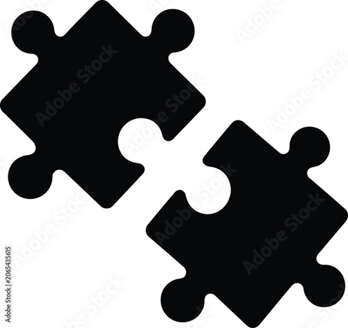 Black silhouette of interlocking puzzle pieces