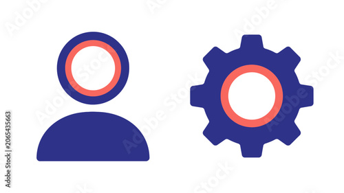 User Profile and Settings Gear Vector Icons for Account Management Interface