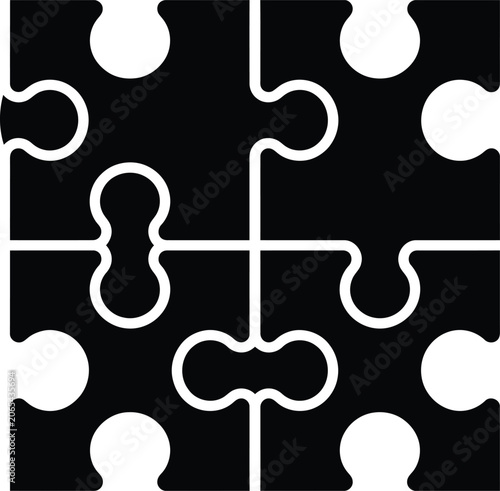 Black silhouette puzzle pieces pattern