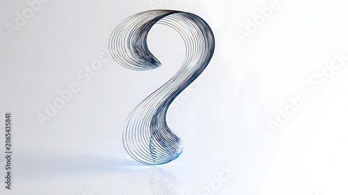 Conceptual background: Abstract question mark formed by elegant curved metal lines