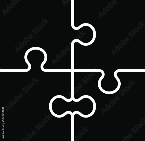 Black silhouette puzzle pieces abstract connection and problem solving concept