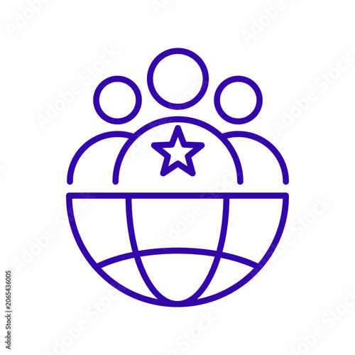 Minimalist teamwork and collaboration icon with star isolated on transparent background