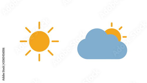 Sun and Cloud Weather Icons for Meteorological Forecast Graphics