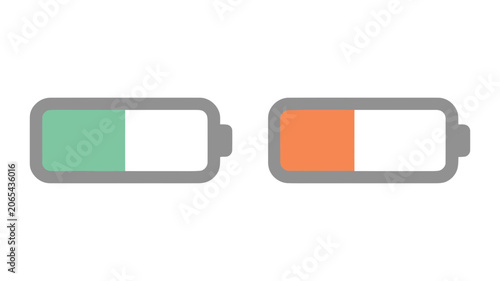Battery Level Status Icons Showing Low and Medium Charge