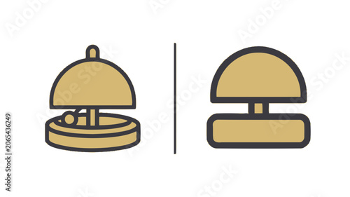 Restaurant Serving Dish Cloche Icons in Gold and Dark Tones