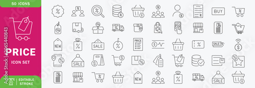 Price icon set. Invoice and discount symbol. Vector illustration