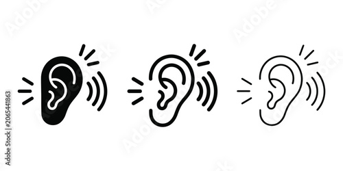 Hearing and speech icon silhouette vector outline and line art