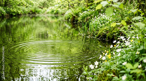 Forest stream with ripples and lush greenery a scenic outdoor photograph