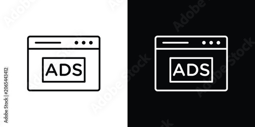 Ad icon logo design in editable line strokes