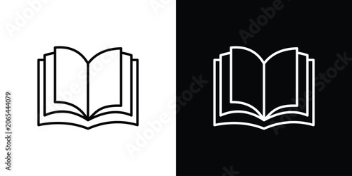 Foto Book icon logo design in editable line strokes