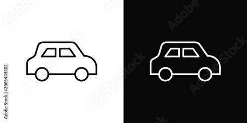 Car side view icon logo design in editable line strokes