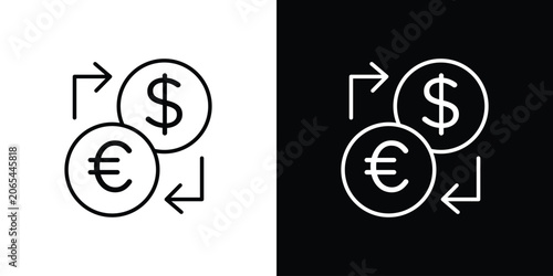Money exchange icon logo design in editable line strokes