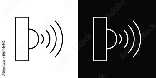 Sensor icon logo design in editable line strokes