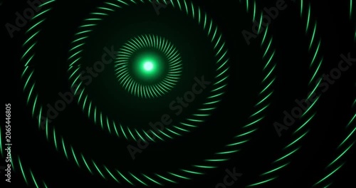 Abstract motion background with swirling glowing pink light streaks, hypnotic vortex tunnel effect with particle pulses.