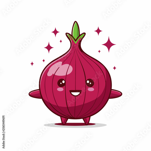 Cute Kawaii Red Onion Character