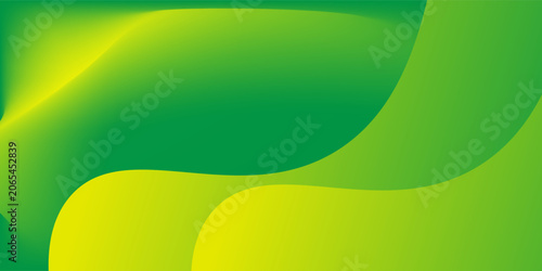 Dynamic eco green background featuring vibrant yellow liquid curves and minimalist geometric dot elements for presentation.Dynamic eco green 