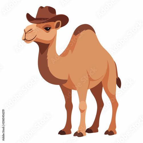 Foto Cartoon Camel Wearing a Cowboy Hat.