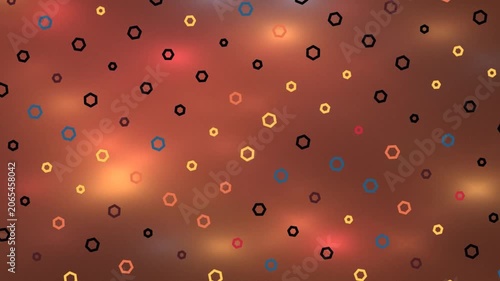 Glowing network nodes connecting across warm red gradient background