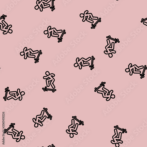 фотографія kickflip skate sport line seamless pattern kickflip skate sport thin line illust