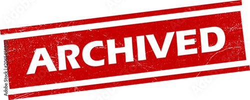 Fotografía Red grungy ARCHIVED stamp on white transparent background for marking files