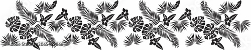 Tableau sur toile Tropical Border: Foliage Hem Pattern