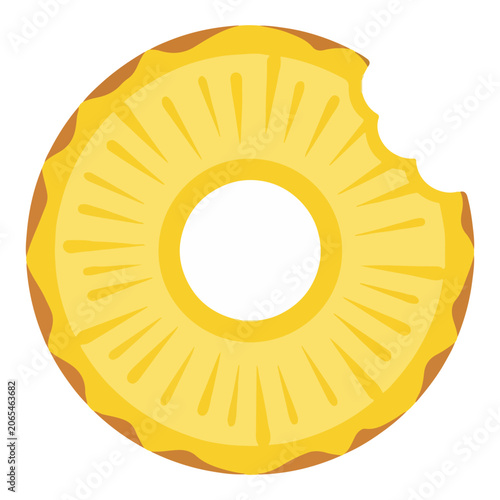 Fotografía Slice of Pineapple with a Bite Taken Out.
