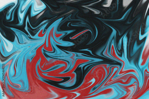 Canvastavla A Abstract liquid paint mixture featuring blue black and red marble wave flowing patterns