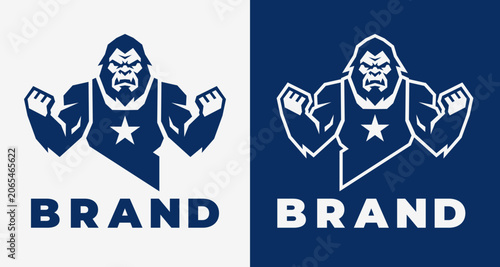 Photography Powerful Gorilla Gym Mascot Logo Template