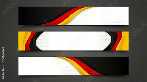 Set of abstract banners with german flag colors wave design