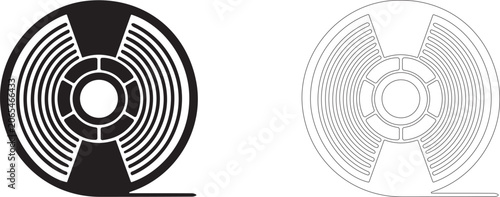 Photography 3D printer filament spool vector icon, welding wire reel symbol, workshop consumables and micro-fabrication